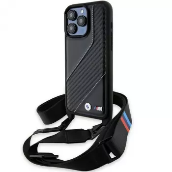 BMW BMHCP15X23PSCCK iPhone 15 Pro Max 6,7 inch Black Hardcase M Edition Carbon Stripe & Strap