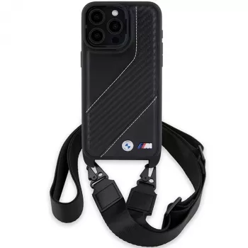 BMW BMHCP15X23PSCCK iPhone 15 Pro Max 6,7 inch Black Hardcase M Edition Carbon Stripe & Strap