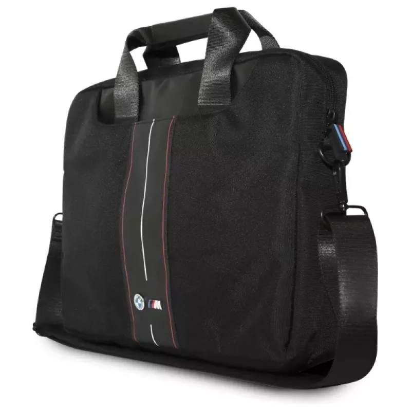 BMW Laptop Bag 16 inch Black Nylon Red Stripe