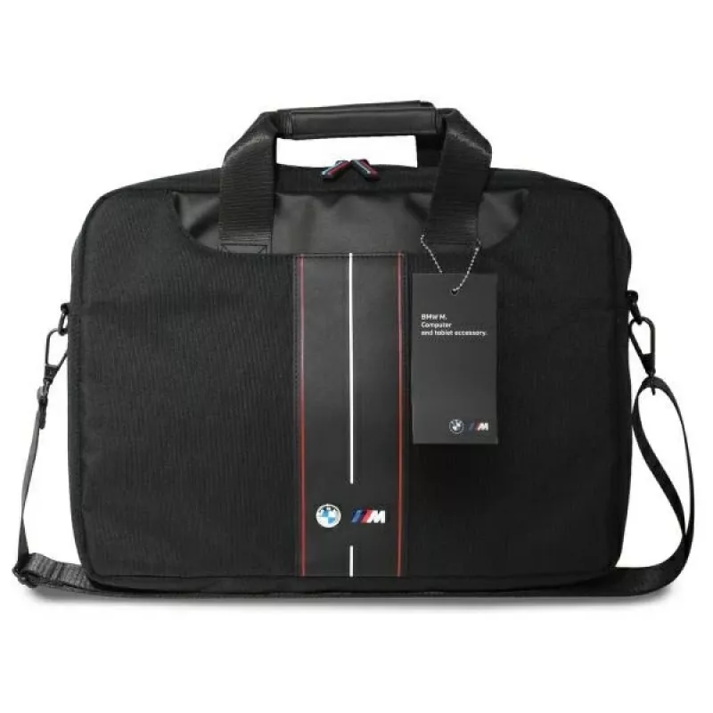 BMW Laptop Bag 16 inch Black Nylon Red Stripe