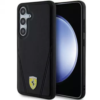 Ferrari FEHMS24MP3BAK Hot Stamp V Lines MagSafe Hard Case Samsung Galaxy S24+ (Juoda)