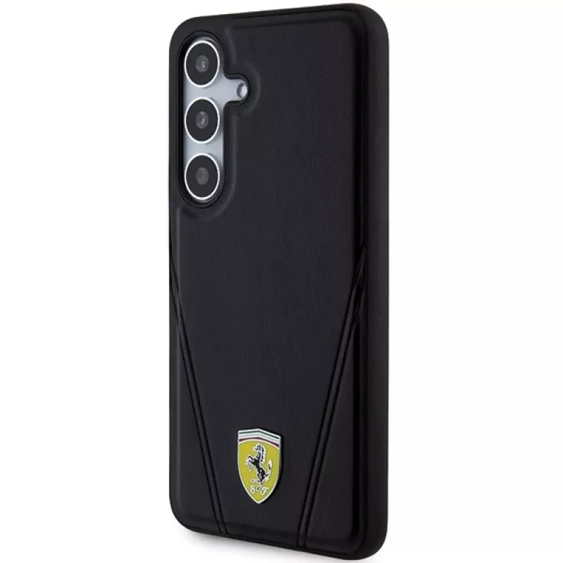 Ferrari FEHMS24MP3BAK Hot Stamp V Lines MagSafe Hard Case Samsung Galaxy S24+ (Juoda)