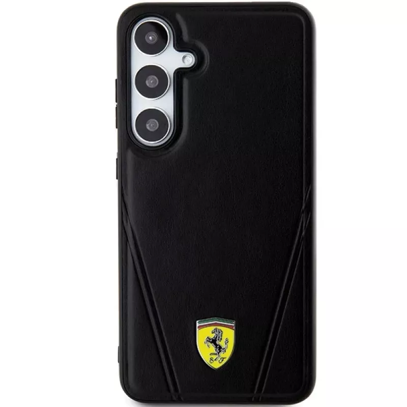Ferrari FEHMS24MP3BAK Hot Stamp V Lines MagSafe Hard Case Samsung Galaxy S24+ (Juoda)