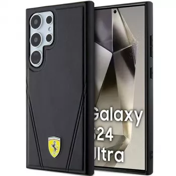 Ferrari FEHMS24LP3BAK „Hardcase“ Samsung Galaxy S24 Ultra, juoda, Hot Stamp V Lines, MagSafe