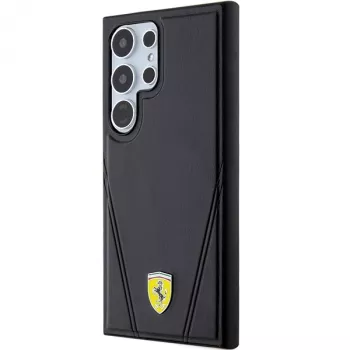 Ferrari FEHMS24LP3BAK „Hardcase“ Samsung Galaxy S24 Ultra, juoda, Hot Stamp V Lines, MagSafe