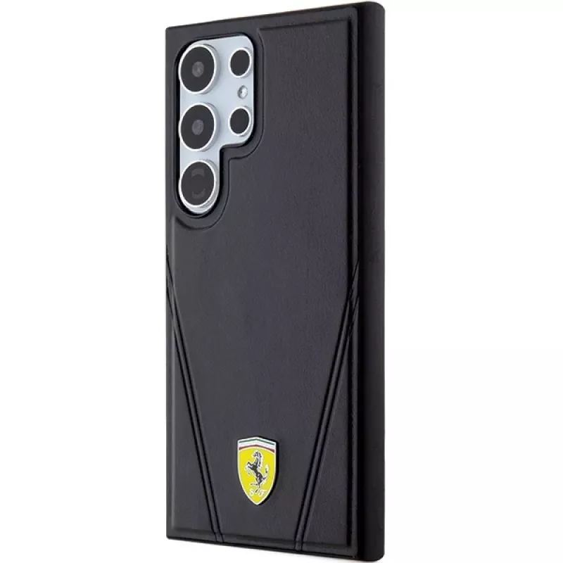 Ferrari FEHMS24LP3BAK „Hardcase“ Samsung Galaxy S24 Ultra, juoda, Hot Stamp V Lines, MagSafe