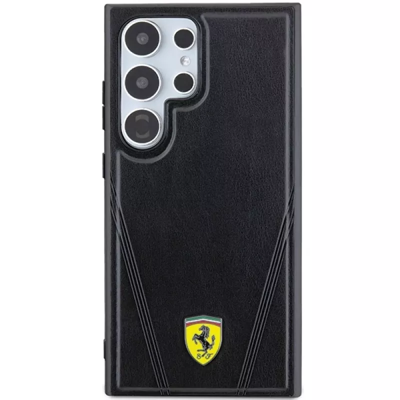 Ferrari FEHMS24LP3BAK „Hardcase“ Samsung Galaxy S24 Ultra, juoda, Hot Stamp V Lines, MagSafe