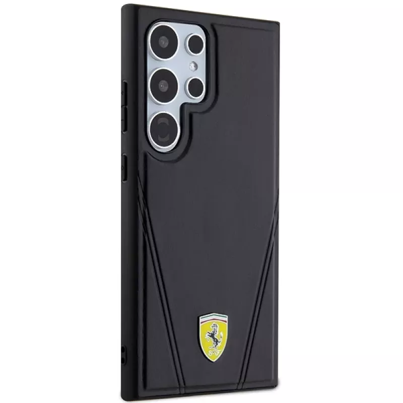 Ferrari FEHMS24LP3BAK „Hardcase“ Samsung Galaxy S24 Ultra, juoda, Hot Stamp V Lines, MagSafe