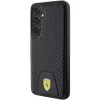 Ferrari FEHCS24MN3PUK Kietas Dėklas Samsung Galaxy S24+ (SM-S926) - Anglies Pluošto Raštas, Susiūtas Dugnas - Juoda
