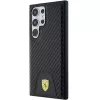 Ferrari FEHCS24LN3PUK Kietas Dėklas Samsung Galaxy S24 Ultra, Anglies Pluošto Apačia su Siūlėmis, Juodas
