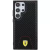 Ferrari FEHCS24LN3PUK Kietas Dėklas Samsung Galaxy S24 Ultra, Anglies Pluošto Apačia su Siūlėmis, Juodas