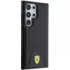 Ferrari FEHCS24LN3PUK Kietas Dėklas Samsung Galaxy S24 Ultra, Anglies Pluošto Apačia su Siūlėmis, Juodas