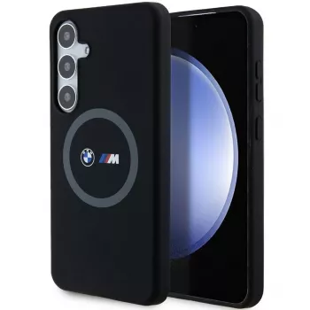 BMW M Collection Silicone Hard Case su žiediniu laikikliu ir MagSafe, skirta Samsung Galaxy S24+ (SM-S926) - Juoda