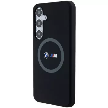 BMW M Collection Silicone Hard Case su žiediniu laikikliu ir MagSafe, skirta Samsung Galaxy S24+ (SM-S926) - Juoda