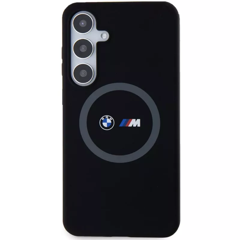 BMW M Collection Silicone Hard Case su žiediniu laikikliu ir MagSafe, skirta Samsung Galaxy S24+ (SM-S926) - Juoda