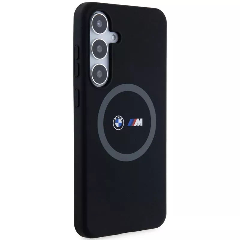 BMW M Collection Silicone Hard Case su žiediniu laikikliu ir MagSafe, skirta Samsung Galaxy S24+ (SM-S926) - Juoda