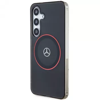 Mercedes-Benz S24 Hardcase Double Layer with Red MagSafe, skirta Samsung Galaxy S24 – juoda