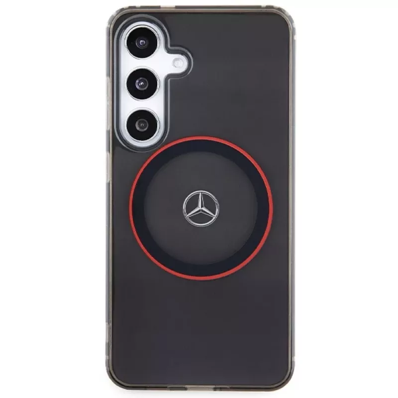 Mercedes-Benz S24 Hardcase Double Layer with Red MagSafe, skirta Samsung Galaxy S24 – juoda