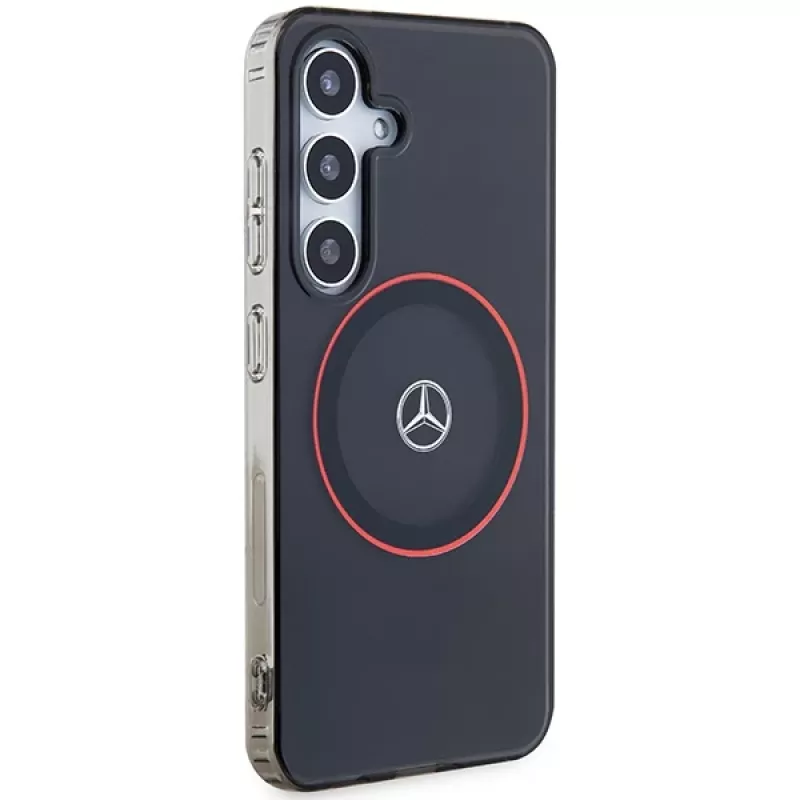 Mercedes-Benz S24 Hardcase Double Layer with Red MagSafe, skirta Samsung Galaxy S24 – juoda