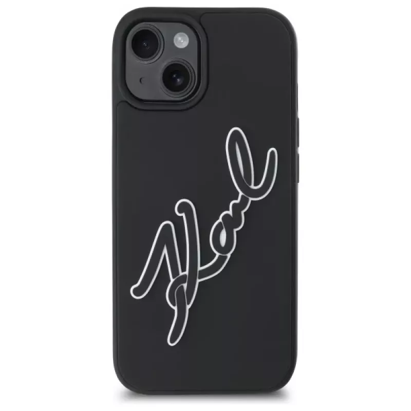 Karl Lagerfeld KLHCP15S3DRKSDLK iPhone 15 6,1 inch Black Hardcase 3D Rubber Signature