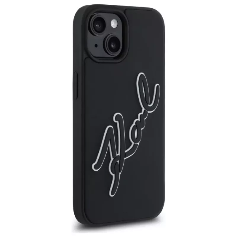Karl Lagerfeld KLHCP15S3DRKSDLK iPhone 15 6,1 inch Black Hardcase 3D Rubber Signature