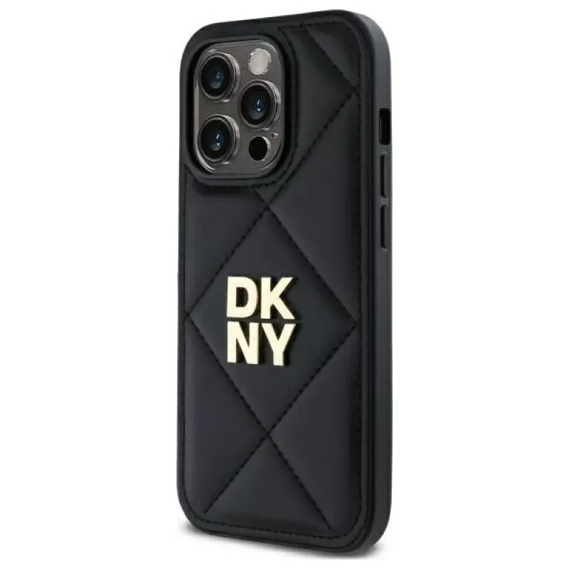 DKNY DKHCP14LPQDSLK Quilted Stack Logo Back Cover Case, Apple iPhone 14 Pro 6,1 inch, juoda