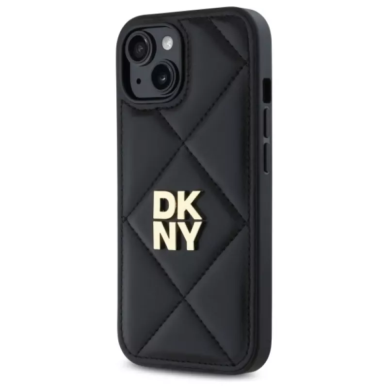 DKNY DKHCP15SPQDSLK Quilted Stack Logo Back Cover for Apple iPhone 15 6,1 inch Black