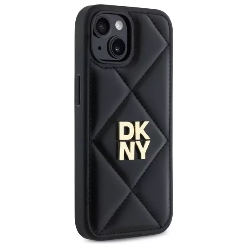 DKNY DKHCP15SPQDSLK Quilted Stack Logo Back Cover for Apple iPhone 15 6,1 inch Black