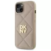 DKNY DKHCP14SPQDSLE Quilted Stack Logo Dėklas, skirtas Apple iPhone 14 6,1 colio, smėlio spalvos