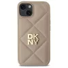DKNY DKHCP14SPQDSLE Quilted Stack Logo Dėklas, skirtas Apple iPhone 14 6,1 colio, smėlio spalvos