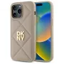 DKNY DKHCP14LPQDSLE Quilted Stack Logo Back Cover, iPhone 14 Pro 6,1 inch - smėlio spalvos