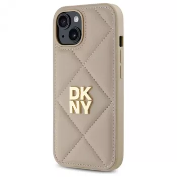 DKNY DKHCP15SPQDSLE Quilted Stack Logo Dėklas, skirtas iPhone 15 6,1 inch Smėlio spalvos