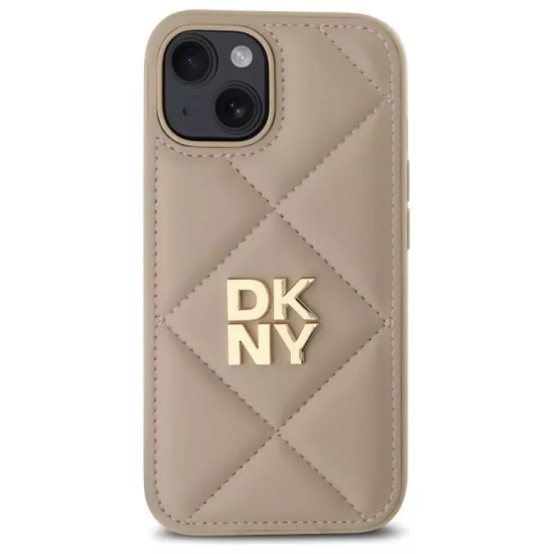 DKNY DKHCP15SPQDSLE Quilted Stack Logo Dėklas, skirtas iPhone 15 6,1 inch Smėlio spalvos