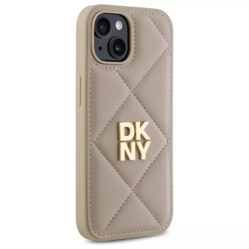 DKNY DKHCP15SPQDSLE Quilted Stack Logo Dėklas, skirtas iPhone 15 6,1 inch Smėlio spalvos