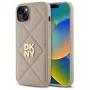 DKNY DKHCP15MPQDSLE Quilted Stack Logo Back Cover, iPhone 15 Plus - Smėlio spalvos