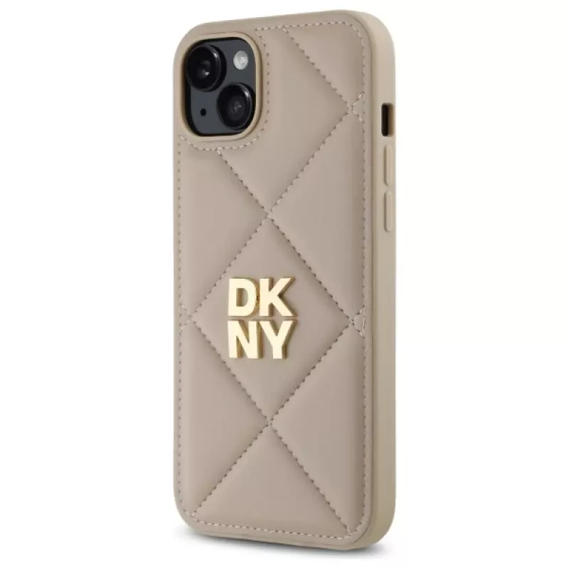 DKNY DKHCP15MPQDSLE Quilted Stack Logo Back Cover, iPhone 15 Plus - Smėlio spalvos