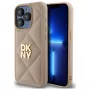 DKNY DKHCP15LPQDSLE Quilted Stack Logo Case, iPhone 15 Pro 6.1, smėlio spalvos