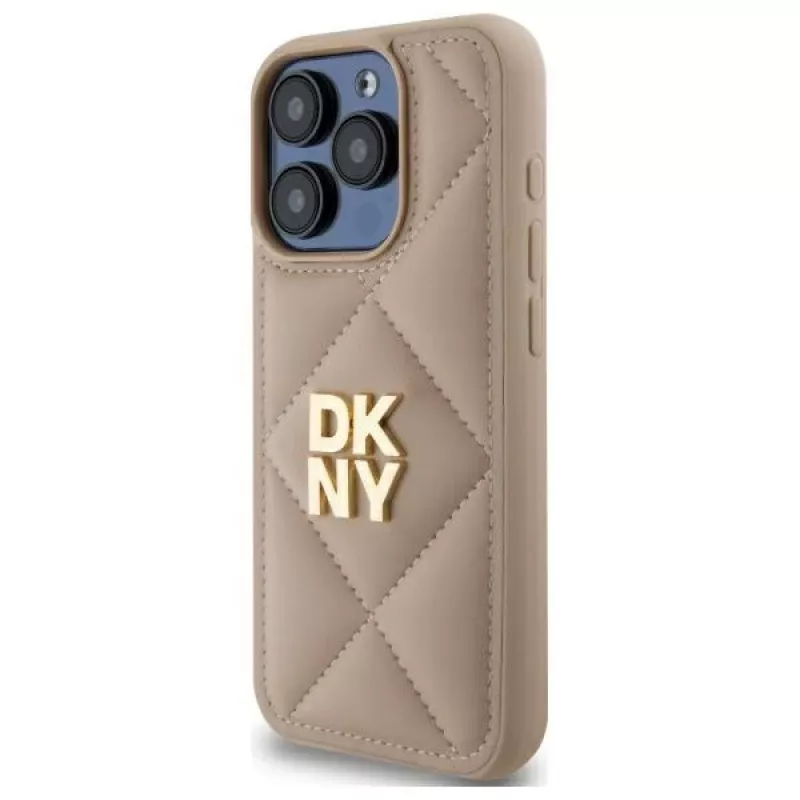 DKNY DKHCP15XPQDSLE Quilted Stack Logo Back Cover, Apple iPhone 15 Pro Max 6,7 inch Smėlio spalvos