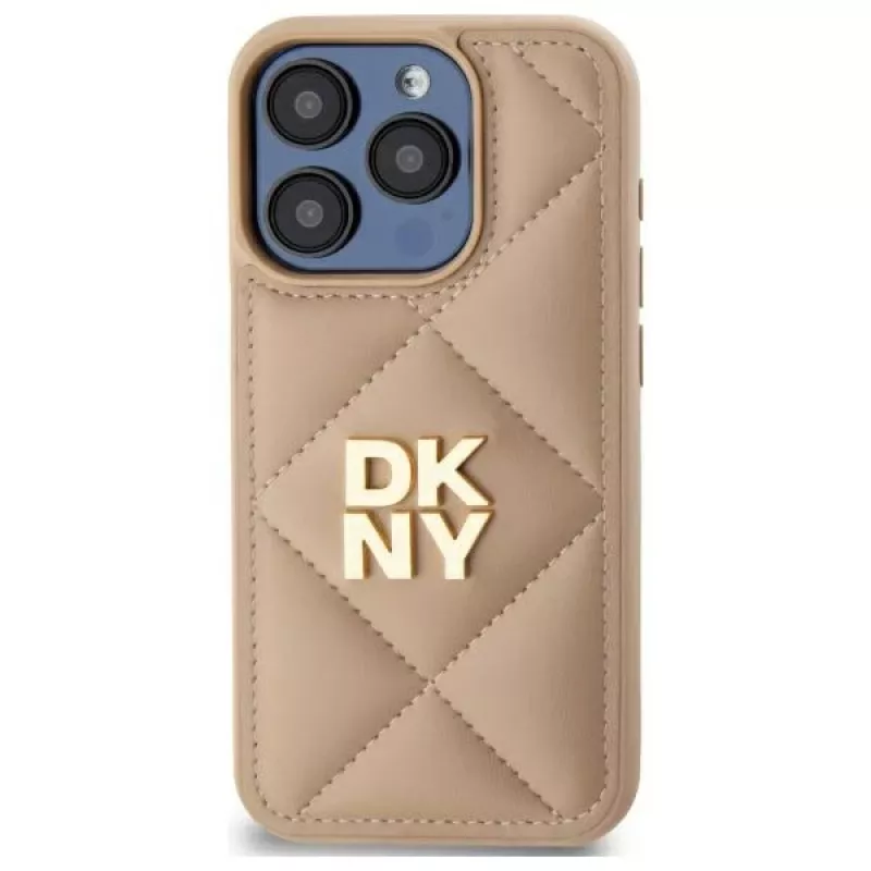 DKNY DKHCP15XPQDSLE Quilted Stack Logo Back Cover, Apple iPhone 15 Pro Max 6,7 inch Smėlio spalvos