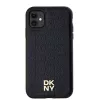 DKNY DKHMN61PSHRPSK iPhone 11 / XR 6,1 inch Black Hardcase Leather Monogram Pattern Metal Logo MagSafe