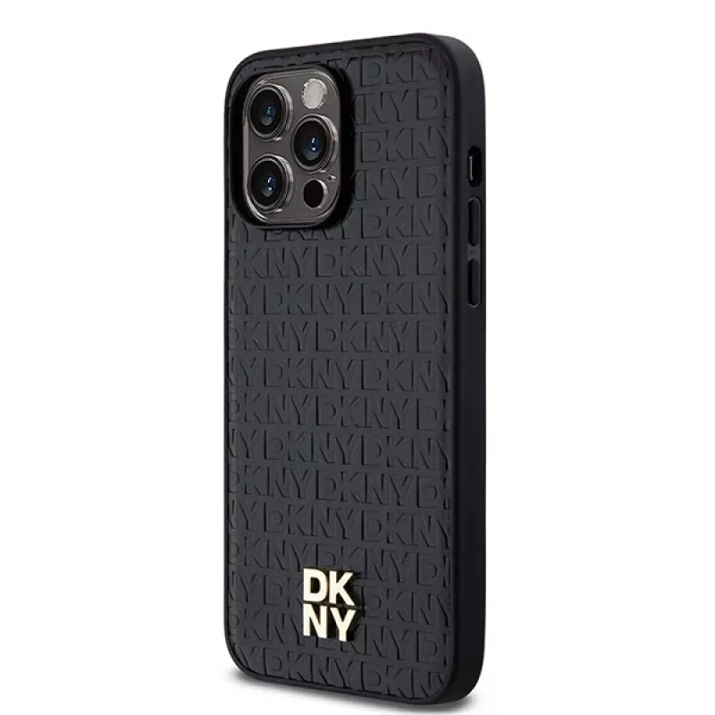 DKNY DKHMP13XPSHRPSK iPhone 13 Pro Max 6.7 Black Hardcase Leather Pattern Metal Logo MagSafe