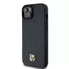 DKNY DKHMP15MPSHRPSK iPhone 15 Plus / 14 Plus 6,7 inch Black Hardcase Leather Monogram Pattern Metal Logo MagSafe
