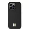 DKNY DKHMP15XPSHRPSK Kietas Dėklas iPhone 15 Pro Max 6,7 inch Juoda Oda Monogramos Raštas Metalinis Logotipas MagSafe