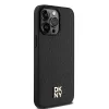 DKNY DKHMP15XPSHRPSK Kietas Dėklas iPhone 15 Pro Max 6,7 inch Juoda Oda Monogramos Raštas Metalinis Logotipas MagSafe
