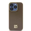 DKNY DKHMP14XPSHRPSW Kietasis dėklas, skirtas iPhone 14 Pro Max 6,7 inch, ruda odos rašto, su metaliniu logotipu, MagSafe