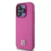 DKNY DKHMP15LPSHRPSP iPhone 15 Pro 6,1 inch Pink Leather Hard Case with Monogram Pattern and Metal Logo, MagSafe Compatible