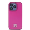 DKNY DKHMP15LPSHRPSP iPhone 15 Pro 6,1 inch Pink Leather Hard Case with Monogram Pattern and Metal Logo, MagSafe Compatible