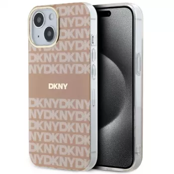 DKNY DKHMP14SHRHSEP Hardcase IML Mono & Stripe MagSafe, skirta Apple iPhone 14 / 15 / 13 6,1 inch rožinė