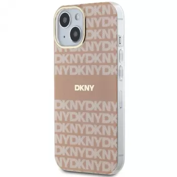DKNY DKHMP14SHRHSEP Hardcase IML Mono & Stripe MagSafe, skirta Apple iPhone 14 / 15 / 13 6,1 inch rožinė