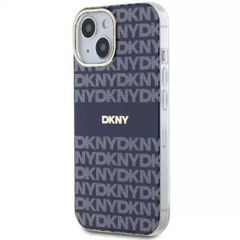 DKNY DKHMP15SHRHSEB Kietasis Dėklas iPhone 15/14/13 6,1 inch Mėlynas Mono & Stripe IML MagSafe